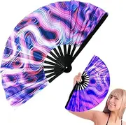 [kivrimlarv] Light up Hand Fan, Dancing Handheld Fan Folding, Chinese/Japanese Festival Accessories, Photo Props for Stage Performance, Birthday Festival, Club