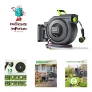 Retractable Garden Hose Reel, 5/8 Inch x 82 ft + 6 ft Wall Mounted Water Hose...
