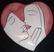 Zanolli Valentine's Day Hand Painted Ceramic Trivet Made in Italy "The Lovers"