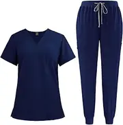 [ａ aternee] Nursing Scrub Set Breathable V Neck Tops and Pants for SPA Beauty Center Jogging