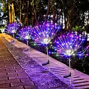 Solar Firework Lights 4 Pack,Outdoor Waterproof Solar Powered Garden Lights Art Stake Twinkle Lighting,150 LED Sparklers Solar Lights for Outside Patio Backyard Yard Decor (Colorful)