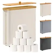 Toilet Paper Storage Basket, Toilet Paper Holder with Bamboo Lid, Large Toile...