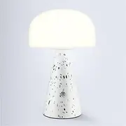 Levigo Cute Mushroom Table Lamp with Touch Switch, Natural Style Portable Cordless LED Dimmable Soft Light Lamp (Black)