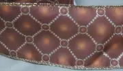 5 yds. BROWN LINKS WIRE EDGE RIBBON 2 1/2" Wide
