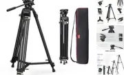 Video Tripod, 73" Heavy Duty Tripod with 360 Degree Fluid Head and Quick AD-01