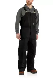 Carhartt Zip-to-Waist 46x34 Bib Overalls Quilt Lined Double Front Black