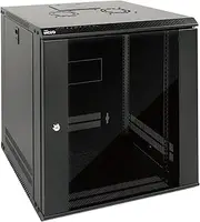 Tecmojo 12U Wall Mount Server Cabinet IT Network Rack Enclosure Lockable Door and Side Panels Black, 450mm Depth, Standard Glass Door, for 19" IT Equipment, A/V Devices, Flat Package