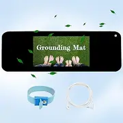 Grounding Mat Kit -Universal Earthing Mat (10 x 26.7) for Healthy Earthing Energy with Grounding Wristband and 15ft Straight Cords, Reduce Inflammation, Improve Sleep and Helps with Anxiety