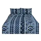 Geometric Print Bed Sheets Set 4-pc Full Queen King Size Printed Bedsheets Blu