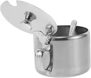 TOYANDONA 1Set Stainless Steel Seasoning Jar with Spoon Multi Use Condiment Pot for Sugar Salt and Spices Durable Storage Container for Kitchen Organization Easy to Clean