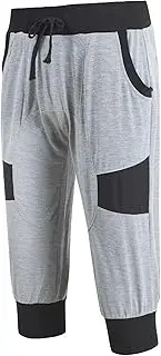 [Generic] Mens Casual Sport 3/4 Pant Lightweight Jogger Capri Pants for Men Slim Fit Training Running Workout Capris Jogging Pants