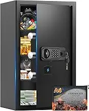 5.0 Cuft Large Fireproof Safe, Home Safes Water and Fireproof, Digital Security Document Safe With LCD Programmable Keypad, Smart Alert, Backup Keys, Large Safety Box For Money Jewelry