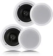 Pyle 2 Pair 6.5” Flush Mount in-Wall in-Ceiling 2-Way Home Speaker System Spring Loaded Quick Connections Dual Polypropylene Cone Polymer Tweeter Stereo Sound 200 Watts (PDIC1661RD)