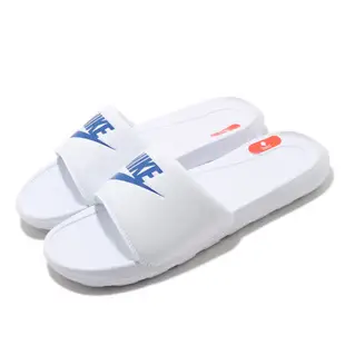 Nike 拖鞋 Victori One Slide 男女鞋 基本款 輕便 簡約 套腳 情侶穿搭 白 藍 CN9675102 CN9675-102
