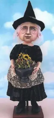 *NEW* Cloth Folk Art Doll Pattern "Witch With Frog Eye Compote" By Susan Barmore