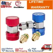Set of 2 High & Low Quick Couplers Adapters Type A/C Manifold Gauge Tool Kit NEW