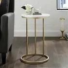 Marble Top Side End Table Round Couch Table Industrial Table Housewarming Gift