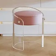Transparent Acrylic Makeup Stool, Dressing Table Makeup Chair, Compact Makeup Stool, Artistic Makeup Chair, Soft Cushion, Can Be Placed Under The Table,Pink
