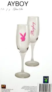 PLAYBOY WINE GLASSES - BOXED SET OF 2 GLASSES - LICENSED