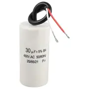 2-Wired Cord 30uF 450VAC 50/60Hz CBB60 Motor Start Run Capacitor white black