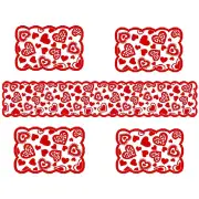 NNEOBA Elegant Valentine's Day Lace Table Runner Set - Red Poinsettia Design