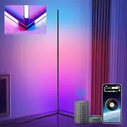 Anyuainiya Smart RGB Corner Floor Lamp, Upgraded 3-Sided LED Standing Light with Alexa, Music Sync&16M Colors, App Control for Gaming Room