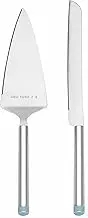 Kate Spade New York Take The Cake Knife and Server 2-Piece Dessert Serving Set, Silver-Plate and Turquoise