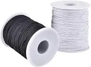 Flyanzebi Nylon Elastic Macrame Cord, 200M Black & White, 0.8mm, Ideal for Jewelry Making, DIY Crafts