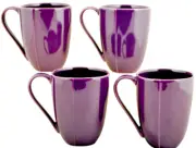 DIANE VON FURSTENBERG DVF Pebblestone Eggplant Tea Coffee Mug Set/4 New