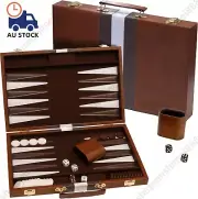 18 inch Premium Leather Backgammon Board Game Set Large Classic Board Game Case