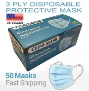 50 Pcs Face Mask 3 Ply Disposable Non Medical Surgical Earloop Mouth Dust Cover