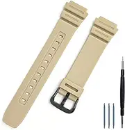 [Lijinlan] Natural Resin Replacement Watch Band Compatible with Casio W218H W-219H AE1200WH AE-1300WH W800H SGW-300H F-108WH Waterproof Rubber strap