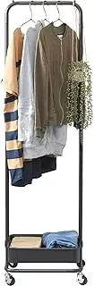 Hagihara KR-3368DBR Hanger Rack, Wagon, Coat Hanger, Children's Room Storage, with Wheels, Mesh Type, Dark Brown