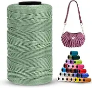 LEREATI Polyester Macrame Yarn 1 mm x 230 m, Cotton Cord for Handbag, Shoulder Bag, Crochet Bag, Knitwear (Bean Green)