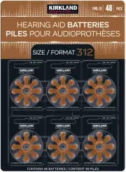 Kirkland Signature Size 312 Zinc Air 1.45V Hearing Aid Batteries (48 Batteries)