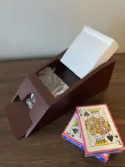 Wood Deluxe Card Shuffler & 2 SEALED DECKS CARDS WOODEN BROWN NEW
