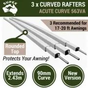 3x Supex 563VA Acute Curved Awning Rafter for Roll-Out Caravan Roof, Rafters