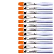 12x 12pc Jasart Short Flat Size 2 Acrylic Paint Brush Synthetic Hair Gold Taklon