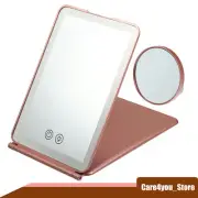Pink Gold Tone Travel Mirror with 10X Magnifying Mirror USB Rechargeable