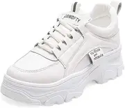 [NCNDB] Women's Clunky Sport Sneaker Trainers Lace Up Fashion Increased Dorky Bottom Shoes