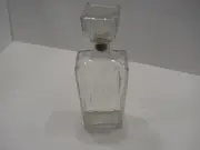 Vintage Large Clear Carved Glass Bottle D-126 Decanter Wine Liquor Empty Old