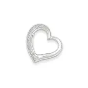 Sterling Silver Rhodium Plated Diamond Heart Pendant Slide