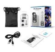 200X Phone Microscope with CPL Lens/LED Light/Universal Clip for iPhone/Andriod Phone To Enjoy Microworld for Kids and Adults White without CPL