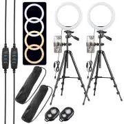 2x 10" LED Ring Light Dimmable Tripod Stand Phone Holder Photo Makeup Video Live