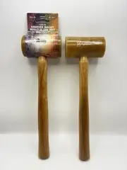 Two Tandy Leather Rawhide Mallet Hammer Large 3300-04 Graftool Wood Handle