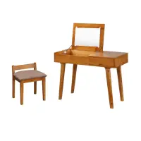在飛比找momo購物網優惠-【MUNA 家居】日式風情雲杉檜木色3.3尺化妝台含椅(鏡台
