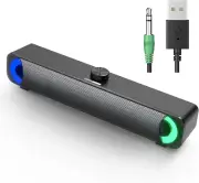 USB Computer Speaker, RGB Desktop Soundbar, Wired Sound Bar with Standard 3.5Mm