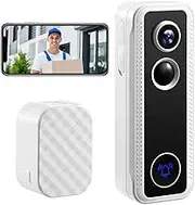 Smart Wireless Video Doorbell Camera 2K HD Security Door Bell Motion Detection Chime Night Vision Two Way Audio Cloud Storage