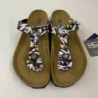 Birkenstock New w/ Box Gizeh Floral Fades Black Birko Flor Soft Footbed Narrow
