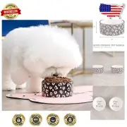 Durable Scratch Resistant Black Leopard Print Pet Bowl Set - 2x 16oz